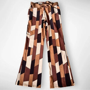 ONE DREAM ONE WISH‎ Women's Brown Faux Suede Patchwork Flared Pants Size 6 | EUC